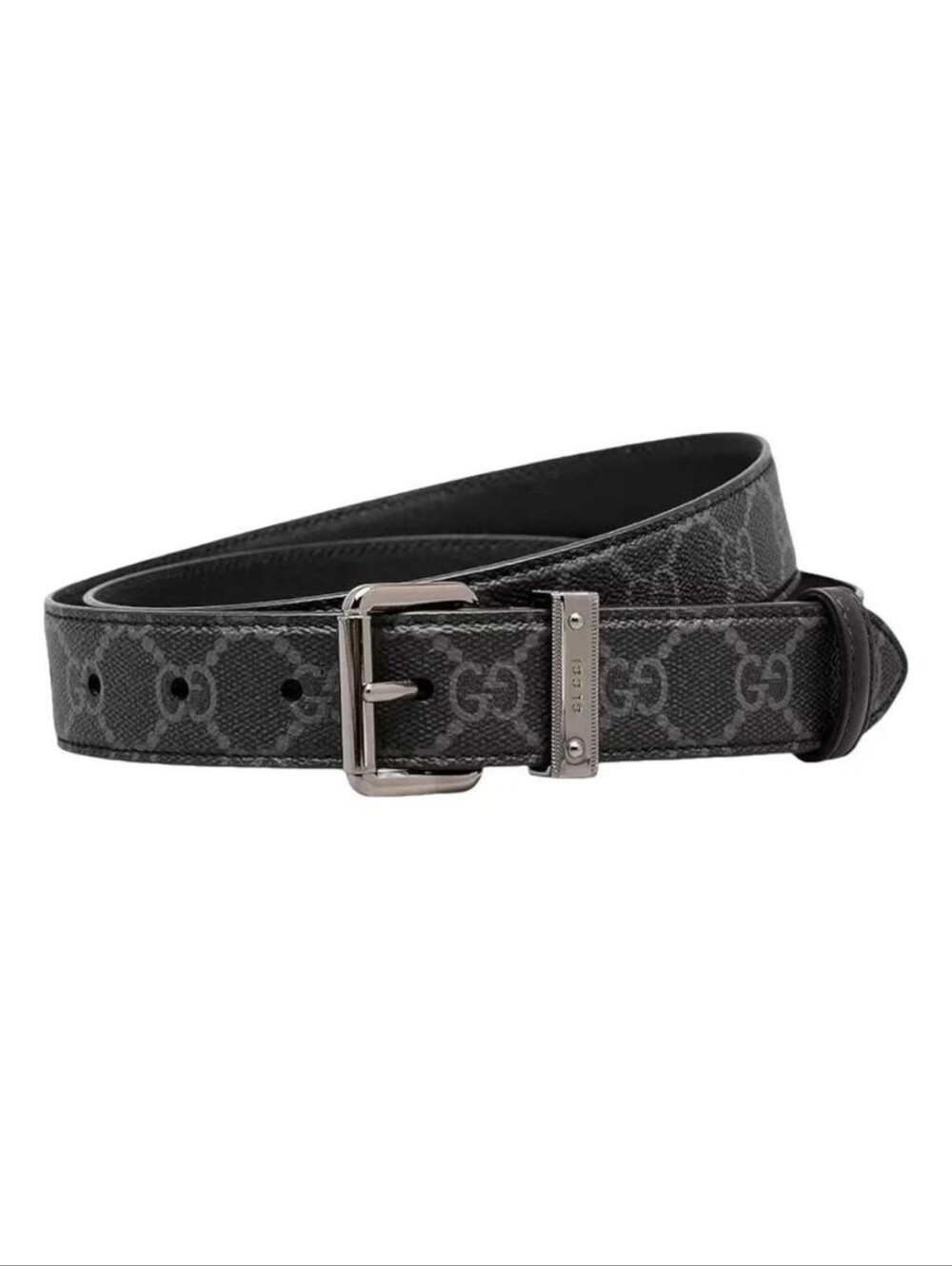 $549 Gucci Square Buckle GG Supreme Print Logo Belt Size 90 New With Tag